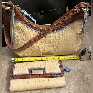 Brahmin Tan and Brown Croc-Embossed Shoulder Bag